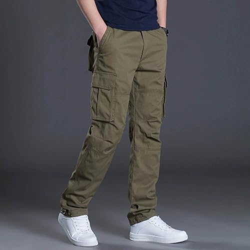 Cargo Pants for Men Full Elastic Waist Twill Relaxed Fit Work Pant Lightweight Workwear Pull On Trousers with Pockets2