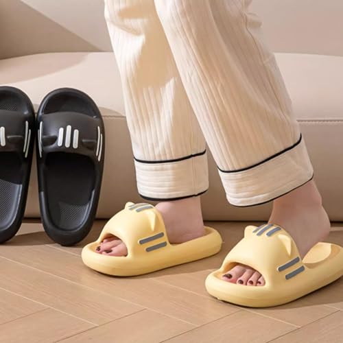 Women’s Slides Cute Bathroom Slippers Non-Slip Cartoon Cat Shaped Indoor Outdoor Summer Slippers2