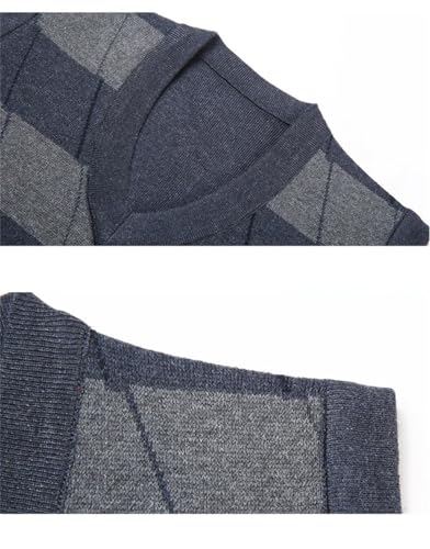 Men's V-Neck Plaid Casual Sweater Vest, Business Sleeveless Pullover Sweater Vest3