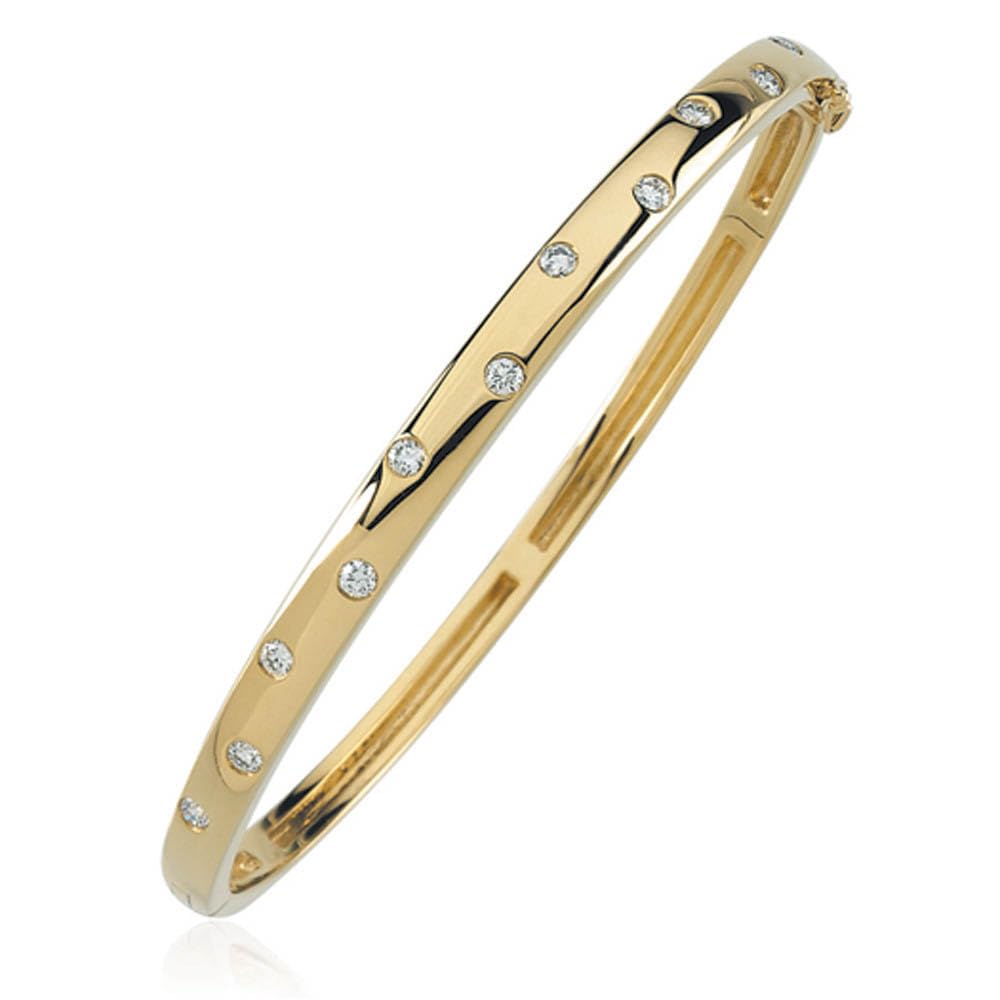 The Black Bow 14k Yellow Gold Diamond Bangle Bracelet 1 2 Cttw G-H Color I1 Clarity