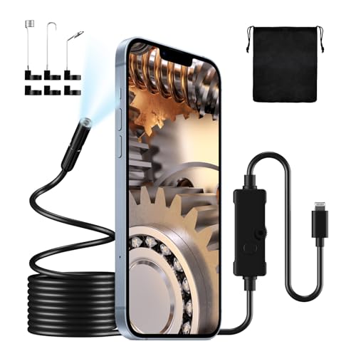 Kansmart 800078911 Endoscope Camera With Light Iphone Borescope Inspection Camera, 1920P Hd, Adjustable 8 Led, Waterproof 7.9Mm Probe,16.4Ft Semi-Rigid Snake Camera cover