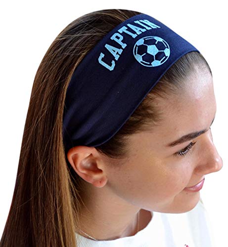 Funny Girl Designs Design Your Own Personalized Soccer Cotton Stretch Headband with Glitter Text And Custom Name