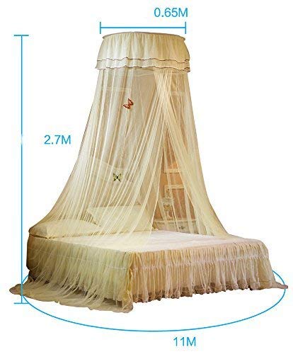 RuiHome Dome Lace Mosquito Net Canopy with Butterfly Decor fits Crib Twin Double Full Queen Bed, White Netting
