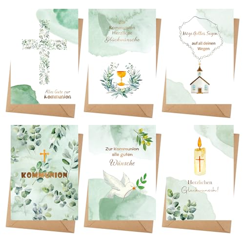 Goldziples 12 Kommunionskarten mit Umschlag Set - Hochwertiges...