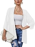 Kimono-Funktion: Offene Vorderseite mit 3/4 (halben) Ärmeln, die unterhalb des Ellenbogens fallen. Schöne leichte Jacke im Kimono-Stil. Schöne leichte Jacke im Kimono-Stil mit genug Länge auf der Rückseite, um die Hüfte zu bedecken