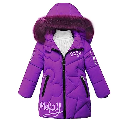 linboo Manteau Fille Doudoune Chaud Veste Hiver Blouson Enfant à Capuche Fourrure mi Long Parka...