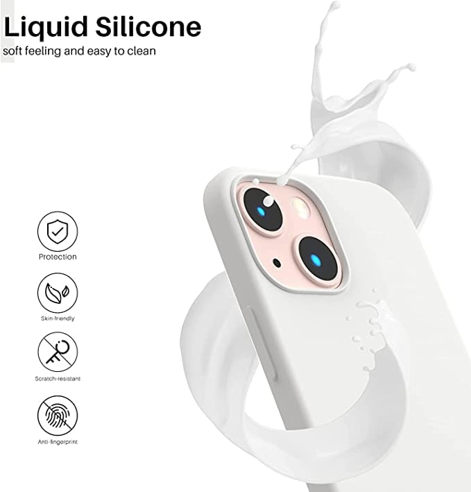 Image of MIDOS Back Cover Compatible with iPhone 14 Plus Case Liquid Silicone Full Protection Shock Proof Back Cover for iPhone 14 Plus (2022) 6.7 inch (White)