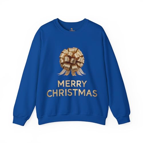 Pull de Noël bleu marine avec nœud, taille Medium pour les fêtes de fin d'année