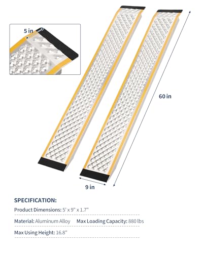 Rampas de aluminio para cortacésped, 57 in, 2 piezas miniatura 2