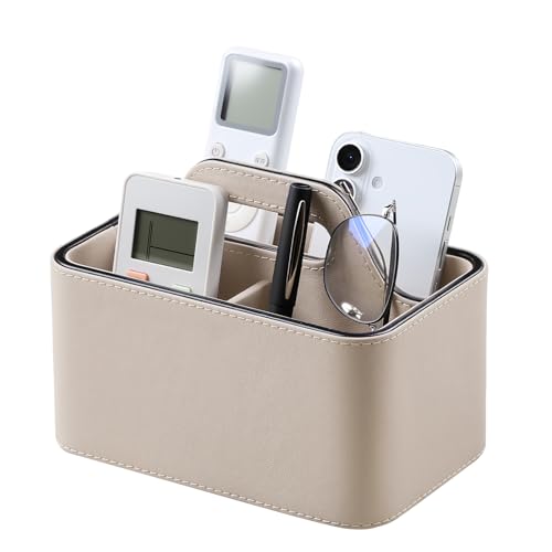 NICLNGSH Caddy Organizer with Handle, PU Leather Remote Control Holder