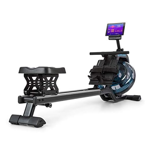 capital sports amazor CAPITAL SPORTS Flow M2 - Máquina de Remo de Agua, Máquina de Remo Profesional, 80 cm de Largo, Ordenador con Pantalla LCD, Soporte para tabletas, Aluminio y Acero, 6 Niveles/máx. 14 litros, Negro