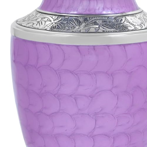 Image of ALPHA Living HOME ALPHA Living HOME Cremation Urns for Human Ashes Adult Male Female, Urn for Ashes Adult, Funeral Memorial Urn, Large 200+ Cubic Inches, Purple Silver, 10 Inch