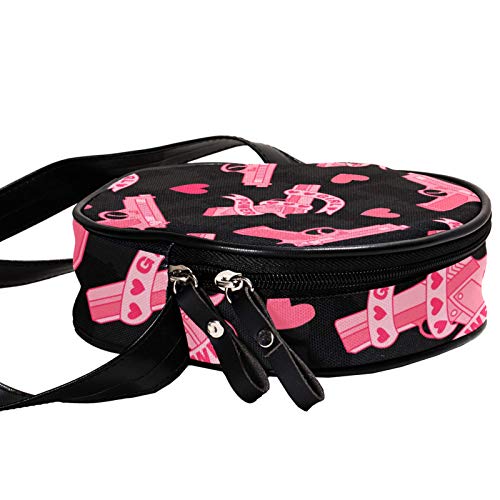 Pink Girl Power Gun Love Heart Cross Body Bag Sling Bags Canvas Messenger Bag For Man Women Round Purse #TOP3