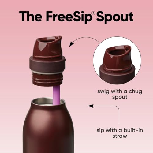 Image of Owala FreeSip Twist Insulated Stainless Steel Water Bottle with Straw for Sports and Travel, BPA-Free, 24-oz, Black Cherry