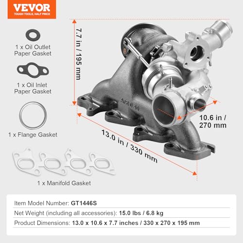 VEVOR Complete Turbo Turbocharger Chevy Chevrolet Cruze 2011-2015 with Gasket Kit, Sonic 2012-2020 & Trax 2013-2021 & Buick Encore 2013-2021 Turbo Charger Compatible 1.4L Replace# 55565353 by VEVOR - Image 7
