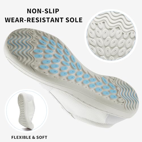 Walking Shoes Women Barefoot Shoes Wide Toe Box Minimalist Shoes Casual Zero Drop Sole Outdoor Trail Running Fashion Sneaker White Size 7.54