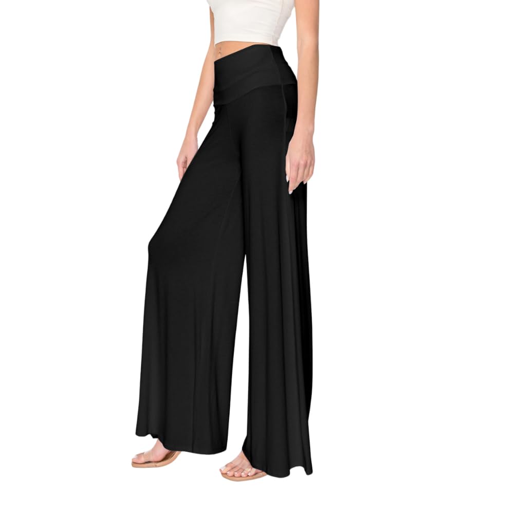 Women Stretchy Wide Leg Palazzo Lounge Pants Casual Comfy High Waist Palazzo Pants