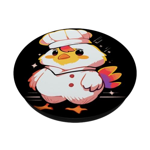 Chicken Chef Hat Cook Culinary Cap Cooking Chicken Lover PopSockets Swappable PopGrip, Black - Image 2