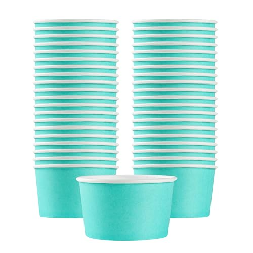Image of Coppetta 12 Ounce Dessert Cups, 50 Disposable Ice Cream Cups - Lids Sold Separately, Sturdy, Turquoise Paper FroYo Bowls, Durable, For Hot And Cold Foods, Perfect For Gelato - Restaurantware