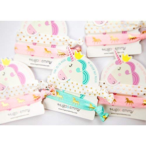 Unicorn Hair Ties and Bracelet Party Favors - 8 Pack (16 pieces) – Girls Birthday Party - Premium Quality and Unique Design