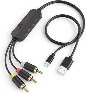YEHUA RCA Conversion Cable for Lightning, AV Converter Cable for iPhone, 3RCA Adapter Compatible with iPad to HDTV/Blu-ray/PAL(78.7inch)
