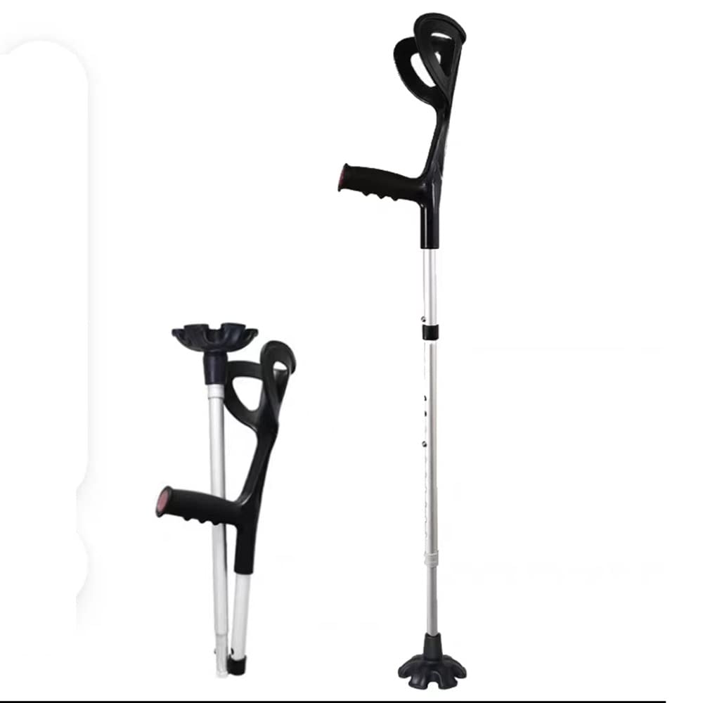 Plegable De Caminar Muleta, Muletas De Antebrazo Muletas De Antebrazo Adulto Bastones, Bastón para Jóvenes Muletas Ortopédicas, Antideslizante (Color : Silver, Size : Six-Legged)