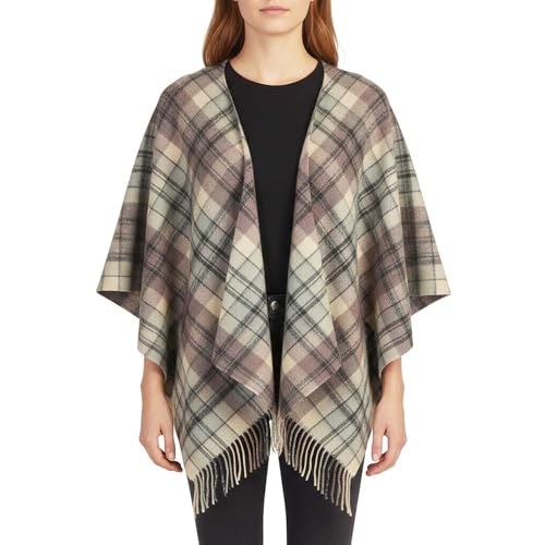Mini cape en laine d'agneau ultra douce au motif tartan Macdonald vert pour enfant