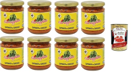 Fratelli Contorno Carciofina, Caponata di Carciofi Caponata de Alcachofa, 8 x 200 gr + Polpa Italiana Gourmet 400 g