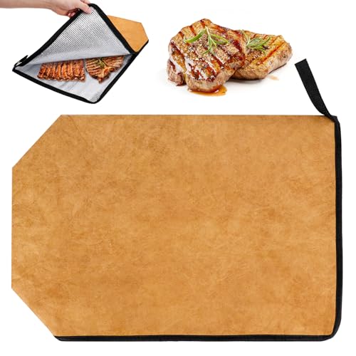 BBQ Blanket for Resting Meat, Waterproof BBQ Blanket Insulated Meat Resting Bag, Reusable Large Capacity BBQ Blanket with Zipper Opening Keeps Warm Tender and Juicy Meat for Outdoor Grill