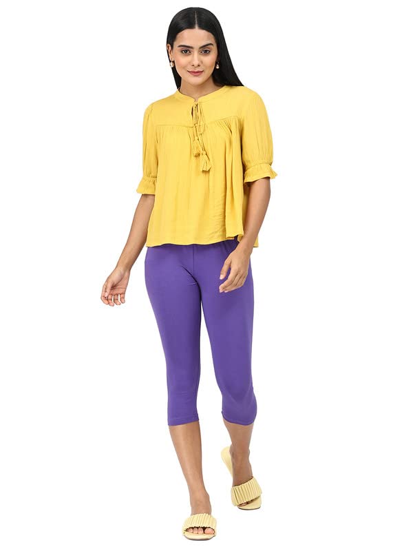 Image of Robinbosky Premium Stretchable Cotton Capri Legging for Women | Suitable for Formal wear & Casual wear | High-End Elastic Makes. The Leggings Squat Proof and Durable for Travel, Yoga, & Workout.