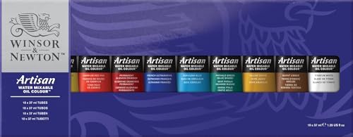 Winsor & Newton Artisan Water Mixable Oil Color Paint Set, 1.25-oz (37ml) Tubes, Set of 10