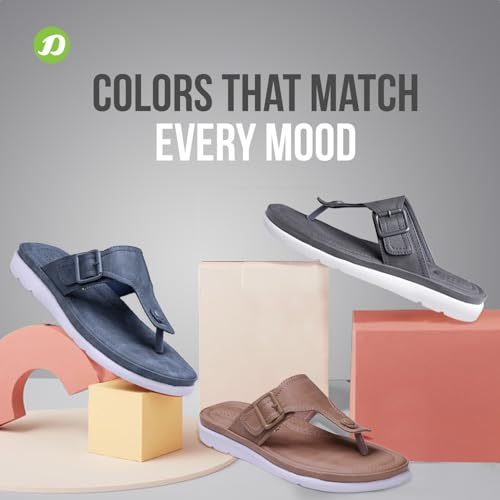 Image of DOCTOR EXTRA SOFT Womens Flat Memory Foam Slippers /Flip-Flops Fashion Stylish Casual Comfortable Diabetic Orthopedic Lightweight Synthetic Slip-On Sandals With Adjustable Buckle For Girls D-630