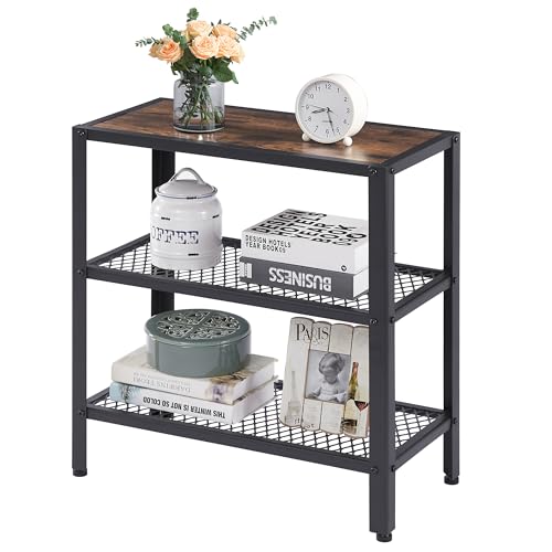 Tajsoon 3 Tier Tall Side Table 24' Small End Table with Storage Shelf, Small Table for Small Spaces, Sofa Couch Side Table for Living Room, Bedroom, Hallway, Entryway, Bathroom, Office, Matte Black