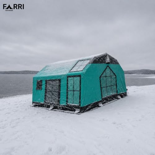 Carpa inflable FARRI OUTDOOR SKY Turquesa 12.5 m2, impermeable, para 8-10 personas, camping familiar todo clima miniatura 6