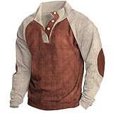 Nidddiv Sudaderas para hombre sin capucha para hombre, suéter con cuello alto, camisetas de manga larga, camisas polo para hombres adultos, 3XL, parches de bloque de color, camisetas térmicas,