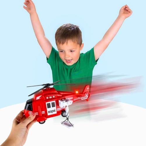 Image of Jack Royal 1:16 Helicopter Pull Back Friction Power Toy - Scaled Model with Projection Lights and Sound Toy Includes Cargo Basket for Kids Pretend Play Toys