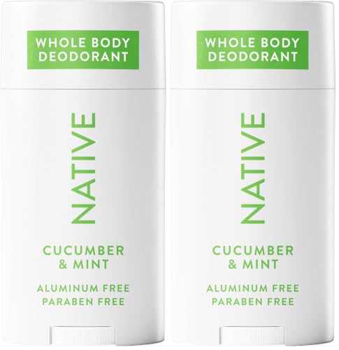 Image of Native Whole Body Deodorant, Cucumber & Mint Scent, 72 Hour Odor Protection for Pits, Privates & More, Aluminum Free Deodorant for Men & Women with Coconut Oil & Shea Butter, 2.3oz (Pack of 2)