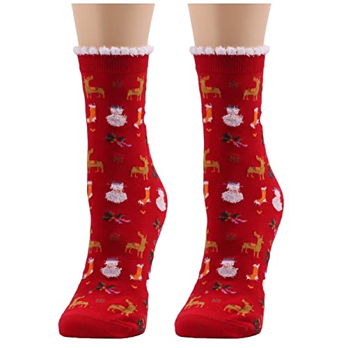 Wollen Sokken Voor 1 paar vrouwen sokken casual winter kerst sokken wollen sokken tube xmas gelukkig nieuw jaar dikke warme kerstboom sokken geschenk Wintersokken Set Voor Dames En Heren (Color : F, - Afbeelding 6