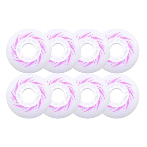 JCCHT Light Up Roller Skate Wheels Indoor/Outdoor 8 Pack 72mm 76mm 80mm Inline Skate Replacement Wheels with LED Flashing Light,Purple,76mm