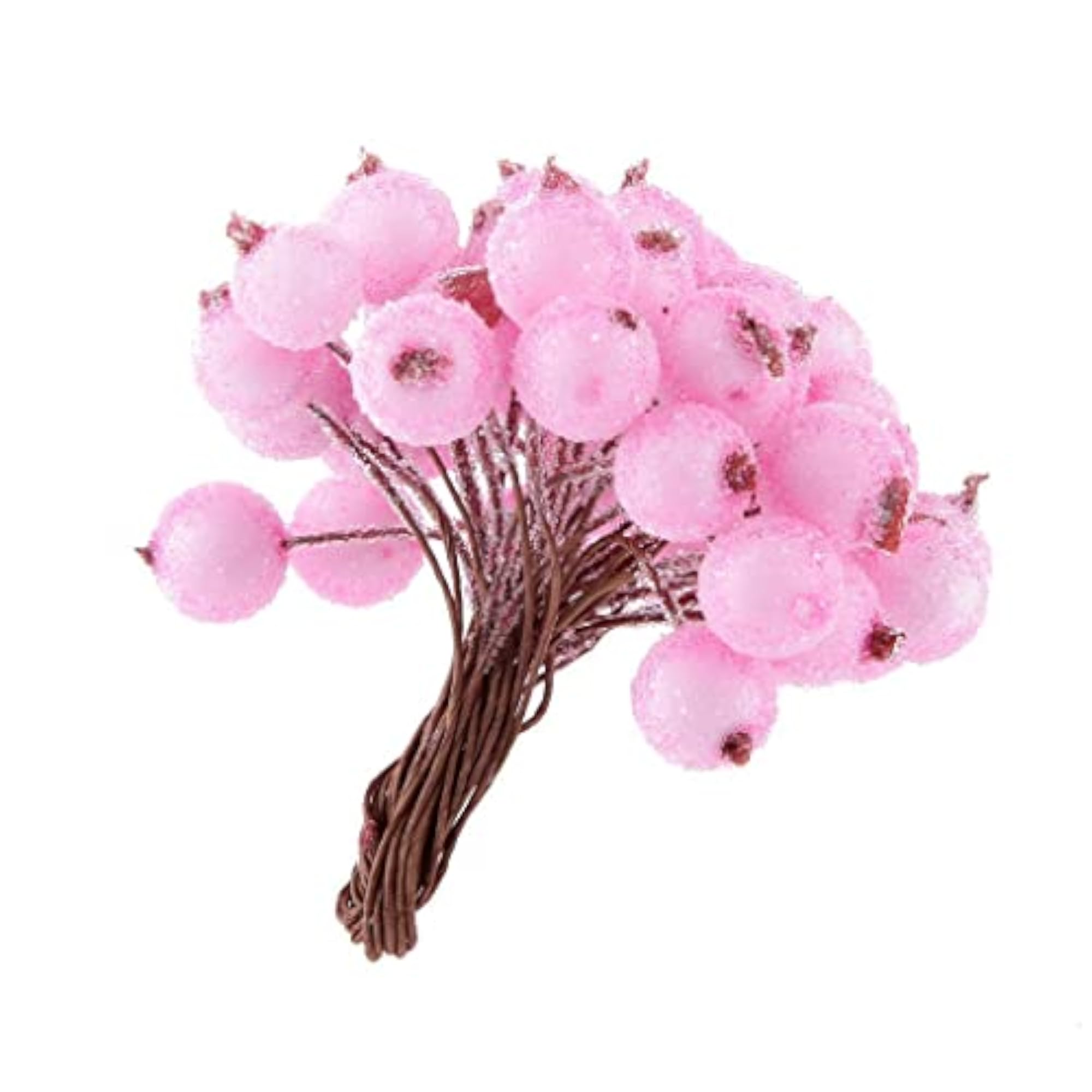 Mini Christmas Frosted Fruit Berry Holly Artificial Flower Decor Pink