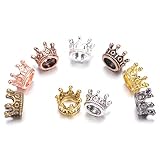 AD Beads 20 Pieces Solid Metal King & Queen Crown Big Hole Bracelet Connector Charm Beads (Queen Crown (Randomly Mixed))