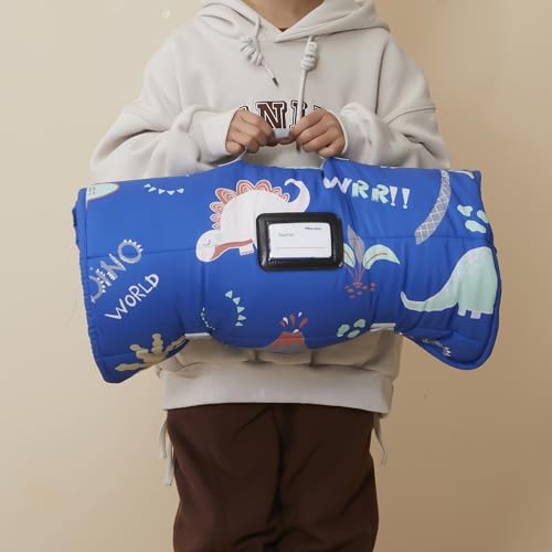 Image of MORAIS Toddler Nap Mat with Pillow and Blanket, 52 inch x 20 inch Lightweight and Soft Nap Mat for Preschool, Daycare, Travel Sleeping Bags