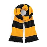 Doppelt gestrickter Schal. Beechfield Unisex Stadium Scarf Schal, Mehrfarbig (Black/Heather Grey 00), One size