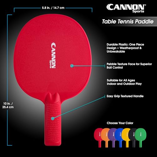 Image of Cannon Sports Unbreakable Table Tennis Paddles - Waterproof & Weather Resistant Table Tennis Rackets for Indoor & Outdoor Use - Textured Easy Grip Handle - Multiple Color Options