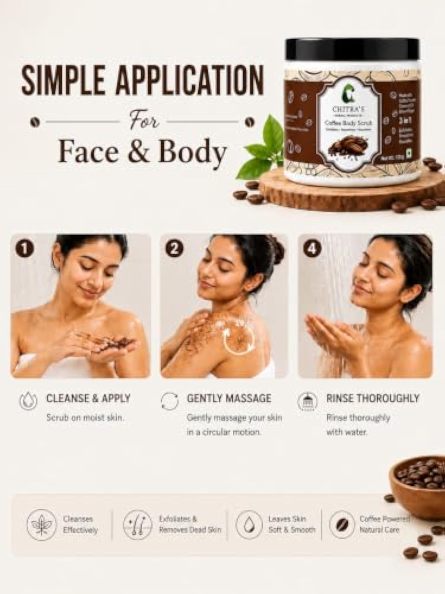 Herbal Coffee Body Scrub Powder for Tan Removal