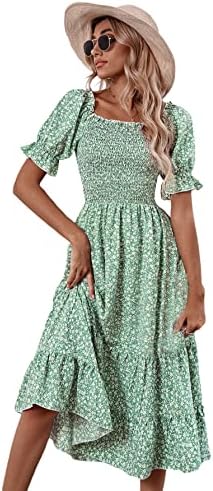 Floral Shirred Ruffle Midi 