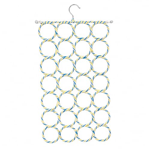 SystemsEleven Complement Shawls Hanger Belt Scarves Tie Rings Wardrobe Organizer Hooks Scarf Hangers Space Savers Foldable Scarfs Hanger with 28 Ring
