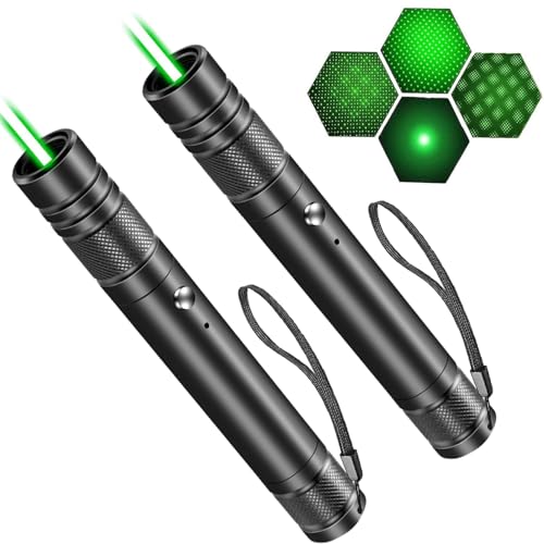 WELLXUNK Taschenlampe Aufladbar USB, 2 Stück Handheld Taschenlampe Klein, leistungsstark, Präsentationsgerät, mit 4 Lichtmodi, Grün [Energieklasse...