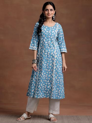 Image of Libas Printed Cotton A-Line Kurta