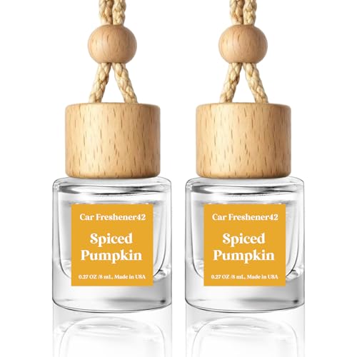 HoogaLife Car Air Freshener Diffuser 2 Pack Hanging Spiced Pumpkin Car Air Freshener for Women 45+ days Long Lasting Fragrance Made in USA (P42)